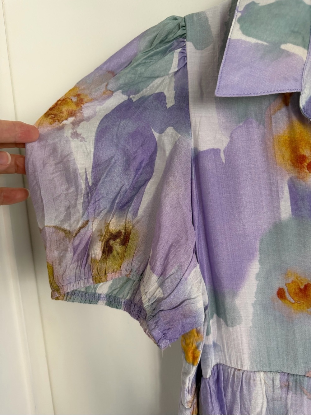 TCEC Lavender Floral Button-Front Tiered Maxi Dress NWT - Picture 4 of 5